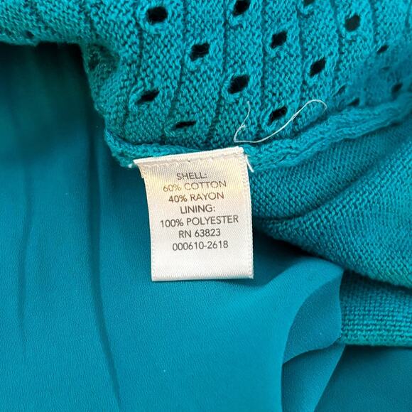 Christopher & Banks Teal Scoop Neck Layered Sweater Womens Size L - Picture 4 of 8